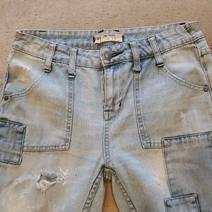 Free People Light Blue Patchwork Jeans